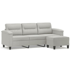 3-Sitzer Sofa mit Hocker Hellgrau