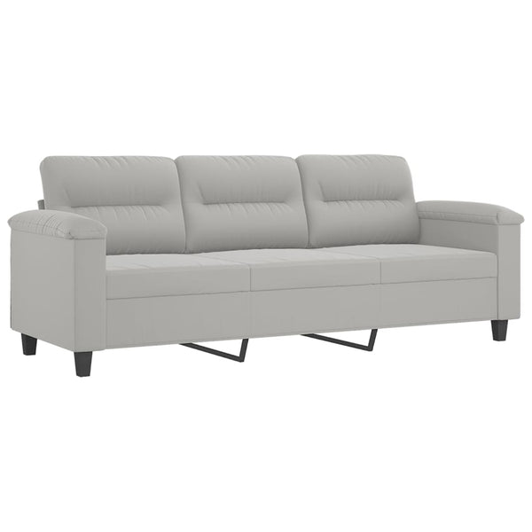 3-Sitzer Sofa mit Hocker Hellgrau