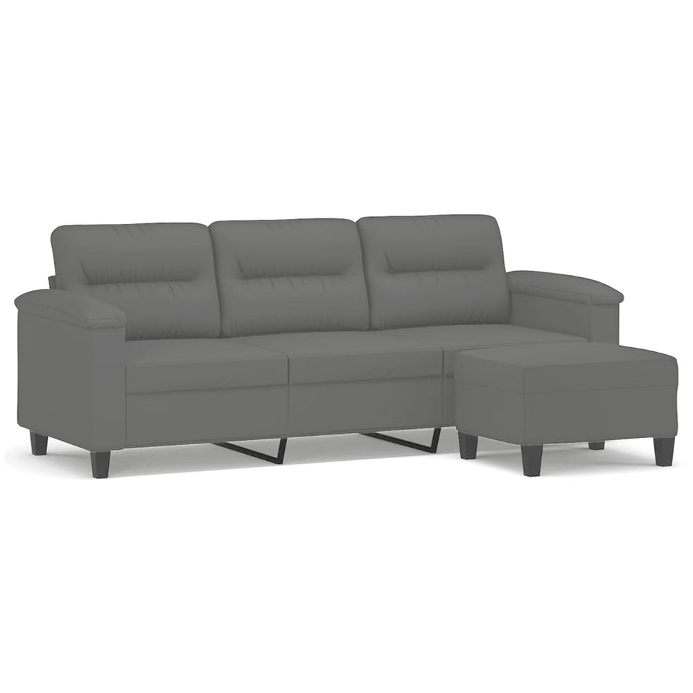 3-Sitzer Sofa mit Hocker Dunkelgrau