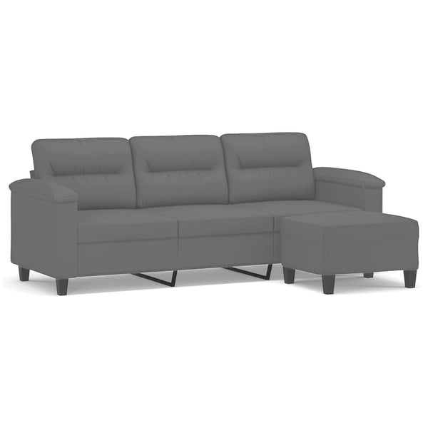 3-Sitzer Sofa mit Hocker Dunkelgrau