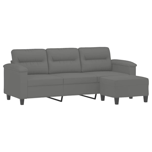 3-Sitzer Sofa mit Hocker Dunkelgrau