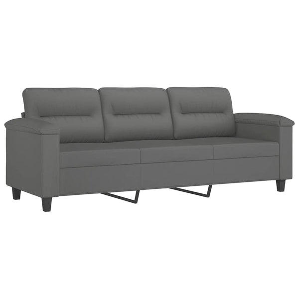 3-Sitzer Sofa mit Hocker Dunkelgrau