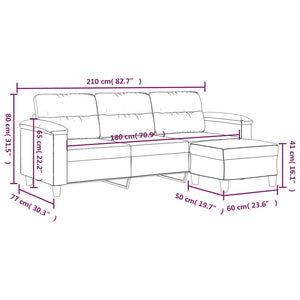 3-Sitzer Sofa mit Hocker Dunkelgrau