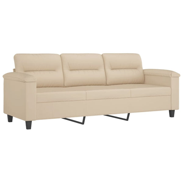 3-Sitzer Sofa mit Hocker Creme