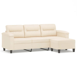 3-Sitzer Sofa mit Hocker, Beige