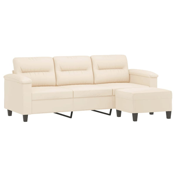 3-Sitzer Sofa mit Hocker, Beige