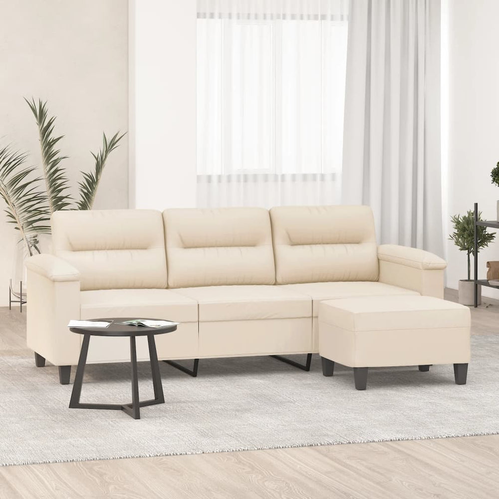 3-Sitzer Sofa mit Hocker, Beige