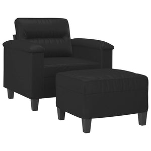 vidaXL Fauteuil avec tabouret Noir 60 cm Similicuir