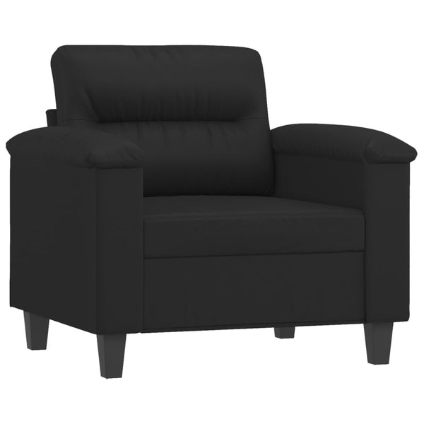 vidaXL Fauteuil avec tabouret Noir 60 cm Similicuir