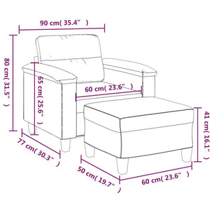 vidaXL Fauteuil avec tabouret Noir 60 cm Similicuir
