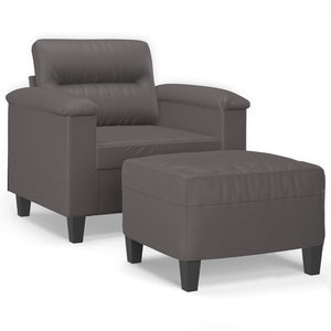 Sessel mit Hocker Grau Kunstleder 60 cm