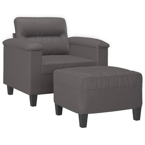 Sessel mit Hocker Grau Kunstleder 60 cm