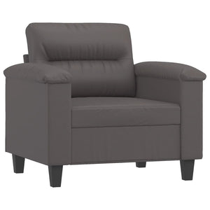 Sessel mit Hocker Grau Kunstleder 60 cm