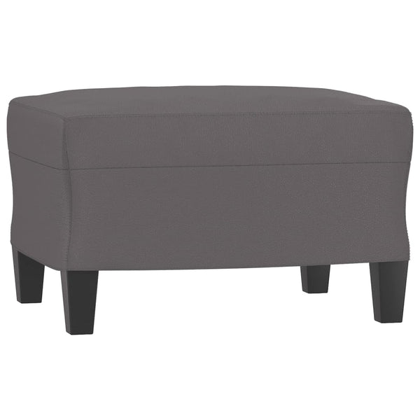 Sessel mit Hocker Grau Kunstleder 60 cm