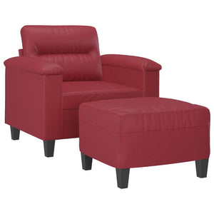 Sessel mit Hocker Weinrot Kunstleder