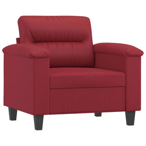 Sessel mit Hocker Weinrot Kunstleder