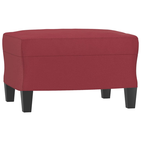 Sessel mit Hocker Weinrot Kunstleder