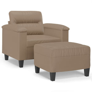 Sessel mit Hocker Cappuccino-Braun Kunstleder