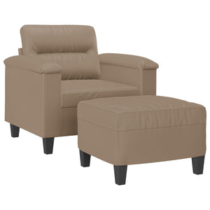 Sessel mit Hocker Cappuccino-Braun Kunstleder