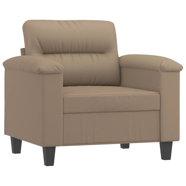 Sessel mit Hocker Cappuccino-Braun Kunstleder