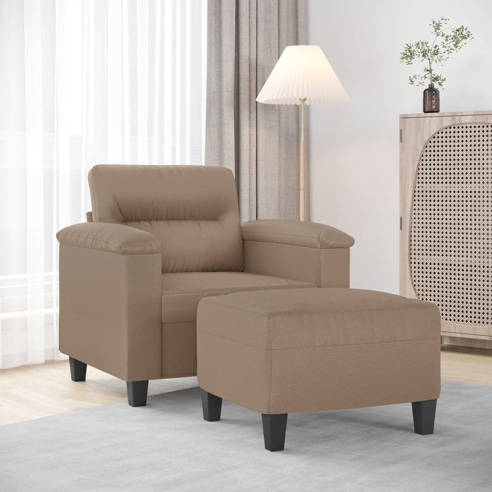Sessel mit Hocker Cappuccino-Braun Kunstleder