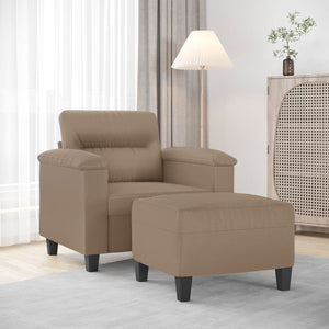 Sessel mit Hocker Cappuccino-Braun Kunstleder