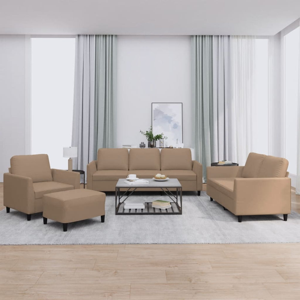 4-tlg. Sofagarnitur Cappuccino-Braun Kunstleder