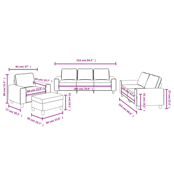 4-teilige Sofagarnitur Creme