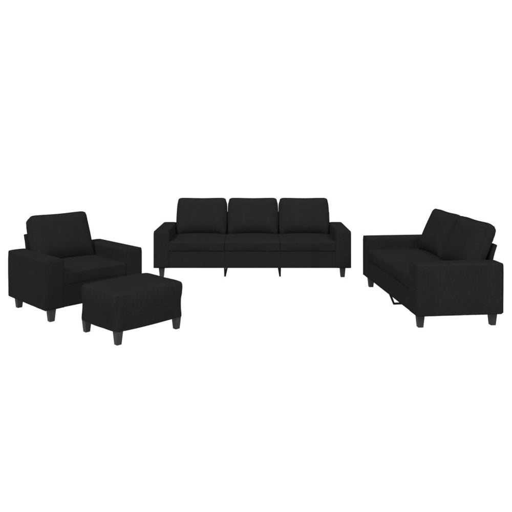 4-tlg. Schwarze Stoff Sofagarnitur