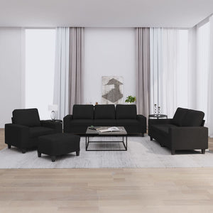 4-tlg. Schwarze Stoff Sofagarnitur