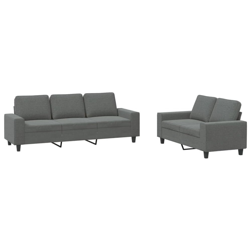 2-tlg. Sofa-Set Dunkelgrau Stoff