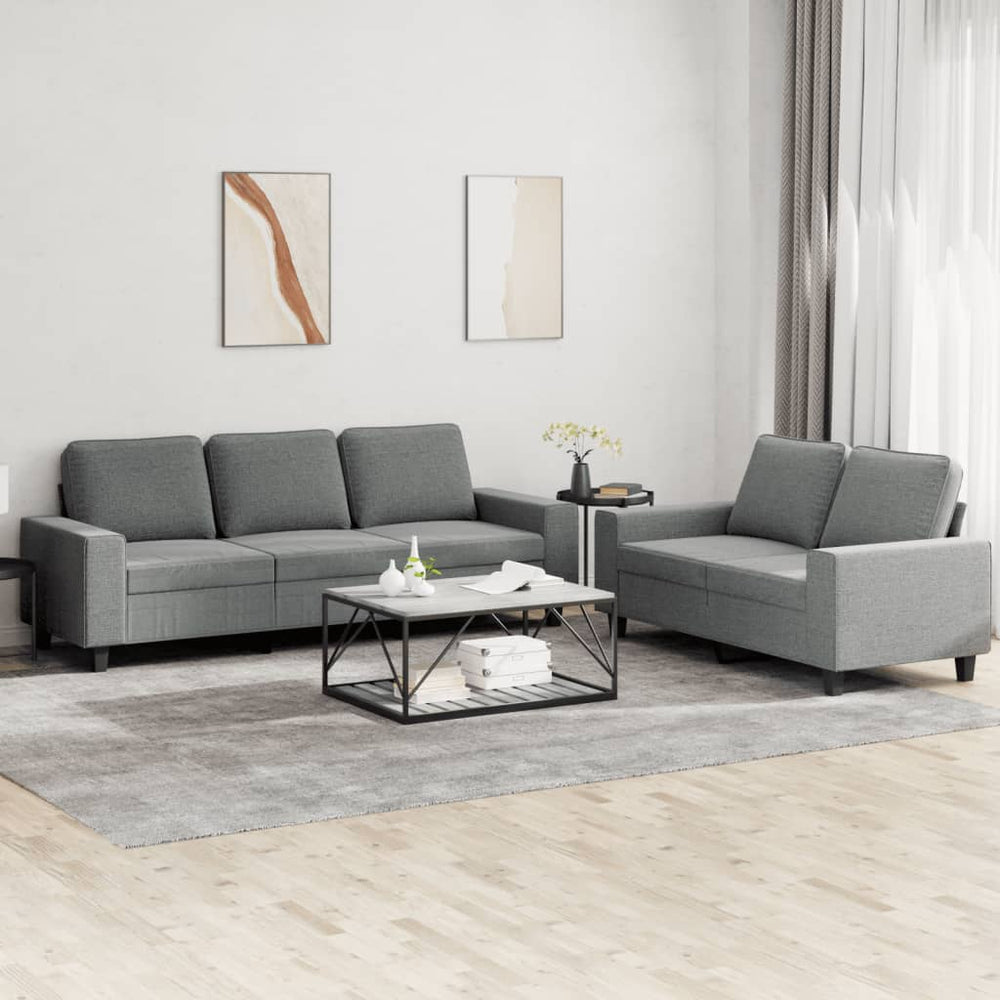 2-tlg. Sofa-Set Dunkelgrau Stoff