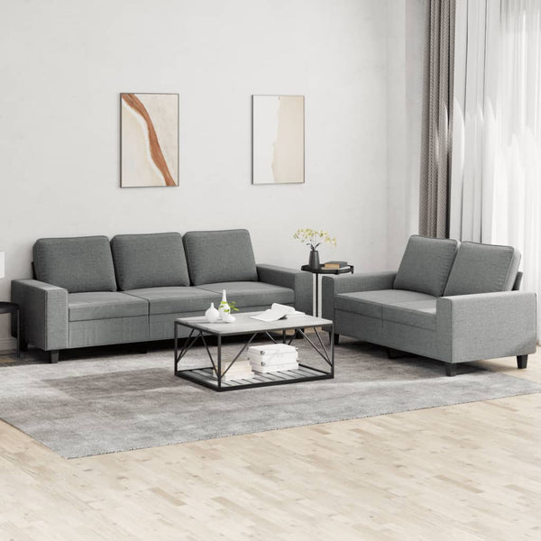 2-tlg. Sofa-Set Dunkelgrau Stoff