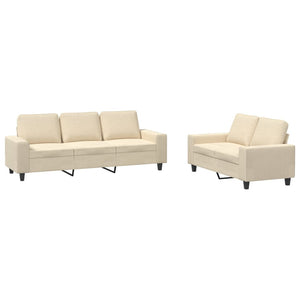 2-teilige Sofagarnitur Creme Stoff