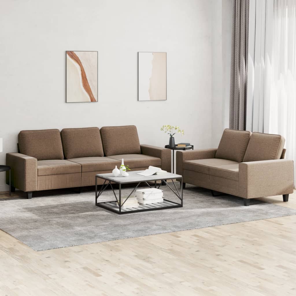 2-teilige Sofagarnitur Braun Stoff