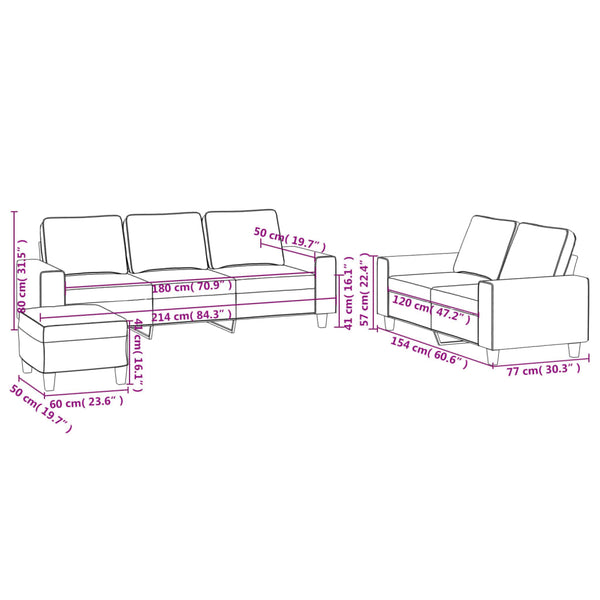 3-teilige Sofagarnitur Hellgrau