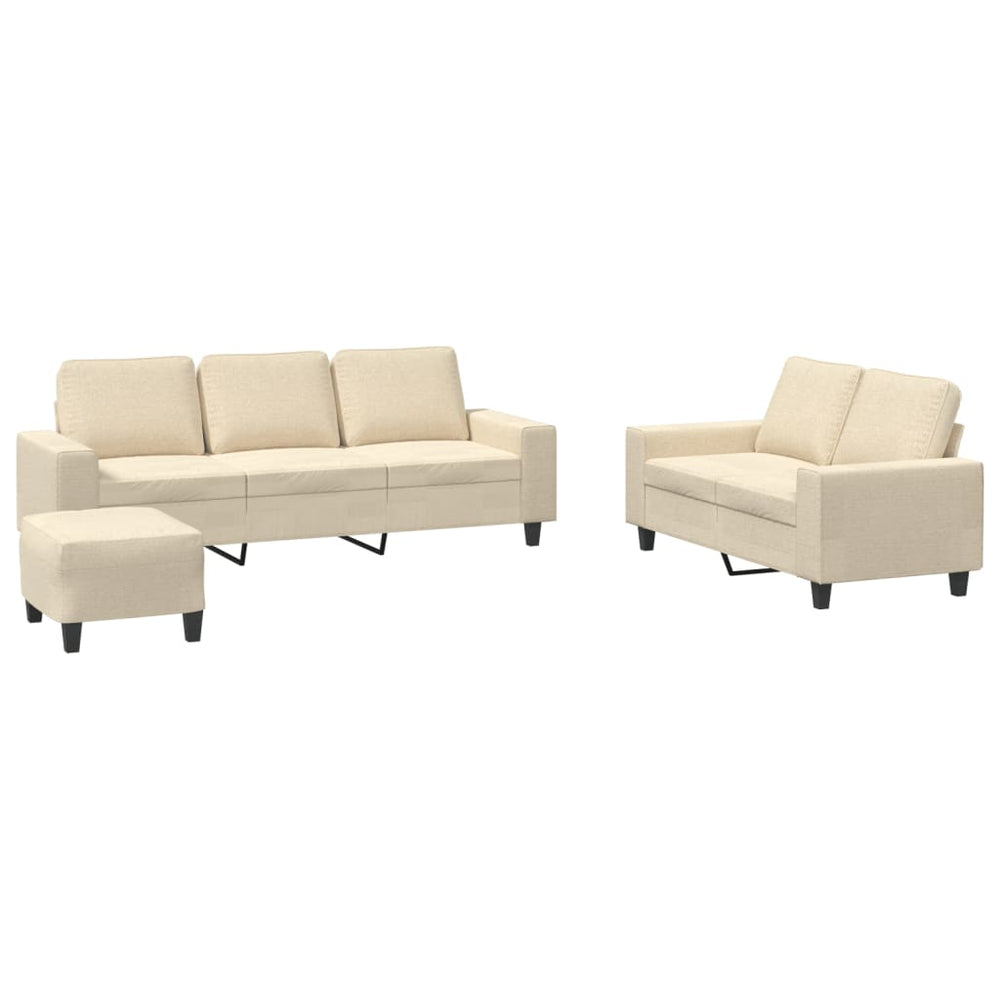 3-teilige Sofagarnitur Creme Stoff