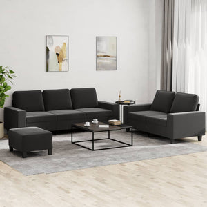 3-teilige Sofagarnitur Schwarz Stoff