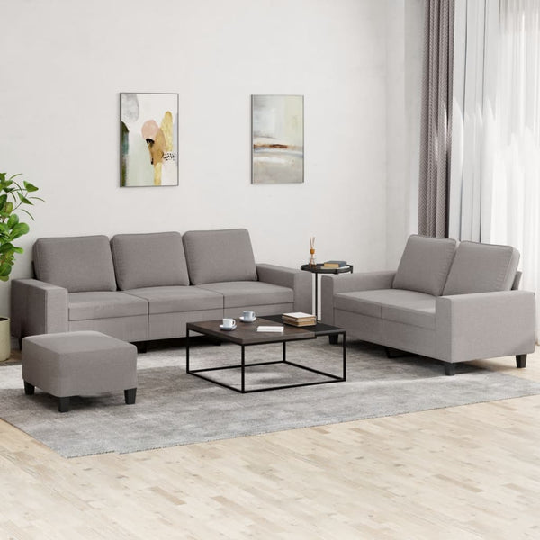 3-teilige Sofagarnitur Taupe Stoff