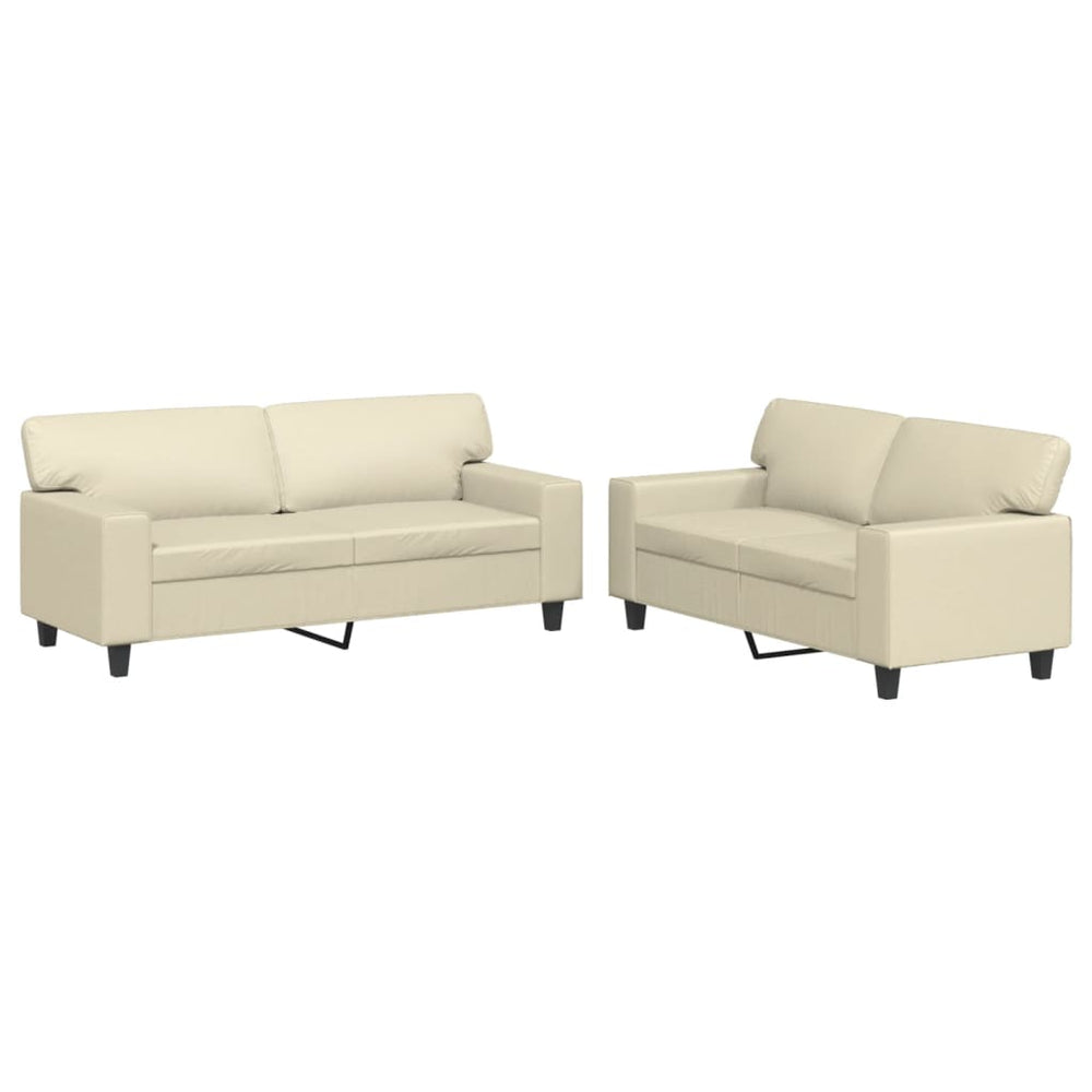 2-teilige Sofagarnitur Creme Kunstleder