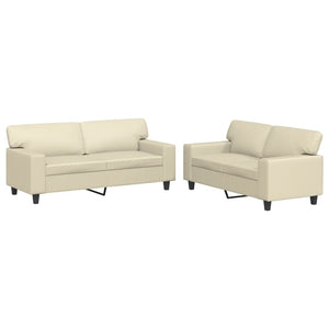 2-teilige Sofagarnitur Creme Kunstleder
