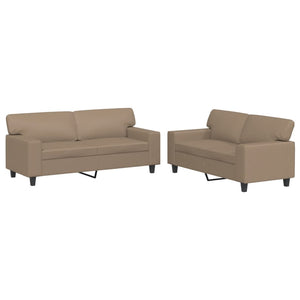2-teilige Sofagarnitur Cappuccino-Braun Kunstleder