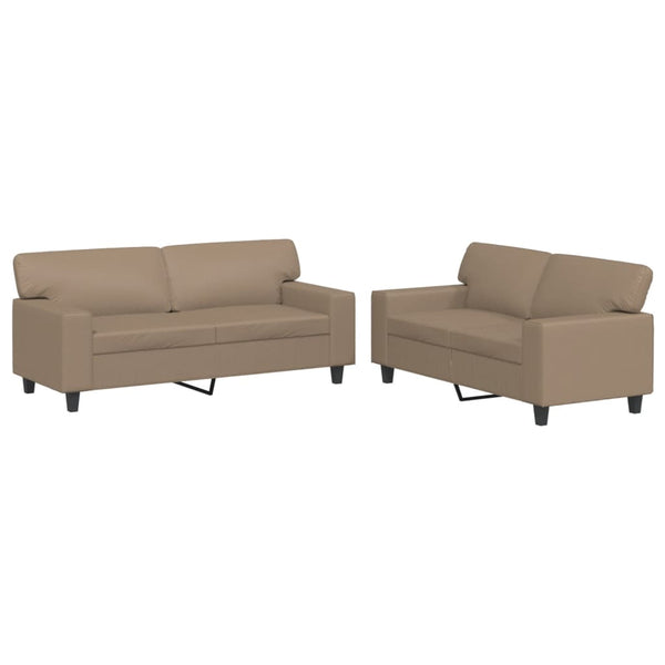 2-teilige Sofagarnitur Cappuccino-Braun Kunstleder
