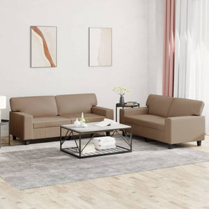 2-teilige Sofagarnitur Cappuccino-Braun Kunstleder