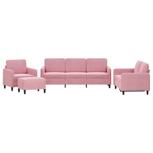 Rosa Samt Sofagarnitur, 4-teilig