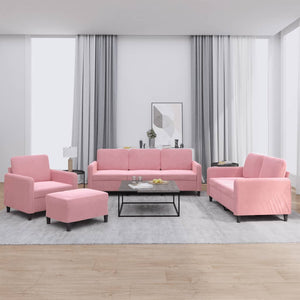 Rosa Samt Sofagarnitur, 4-teilig