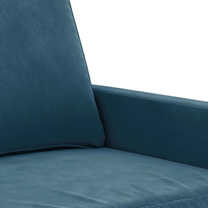 4-teilige blaue Samt Sofagarnitur