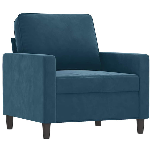 4-tlg. Sofagarnitur Blau Samt mit Kissen