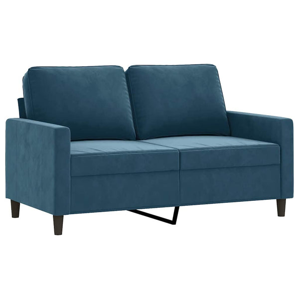 4-tlg. Sofagarnitur Blau Samt mit Kissen
