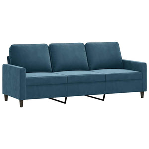 4-tlg. Sofagarnitur Blau Samt mit Kissen